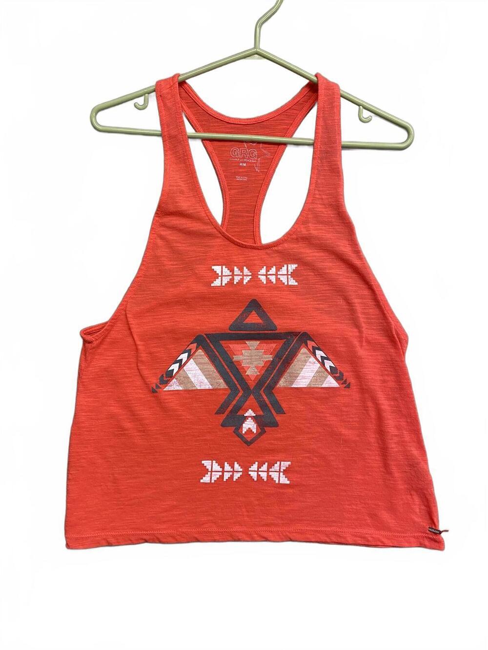 Vintage Garage Women's Racerback Tank Top with Geometric Print Size Medium